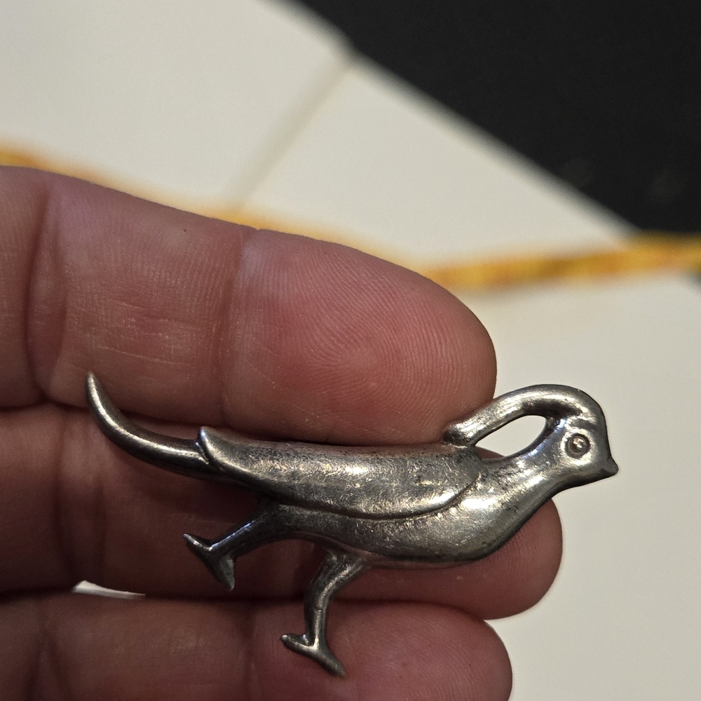 Authentic Original Vintage Style Silver Bird Brooch